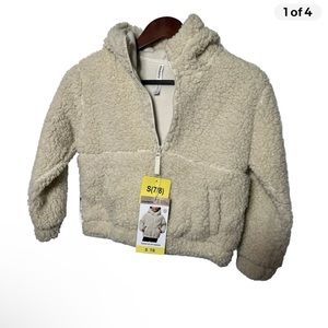 Mondetta Girls 1/2 zip hoodie fleece Beige jacket size S(7/8) kangaroo pocket